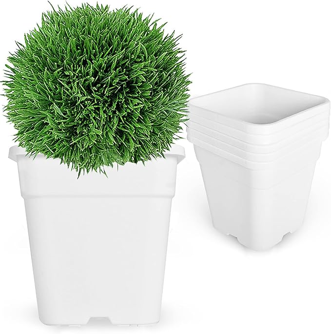 5-Pack 9.77 Gallon Square Planter Nursery Pots, Flower Plant Container Injection Molded Plastic Nursery Pot Gardening Pots for Indoor Outdoor Vegetables, Succulents, White