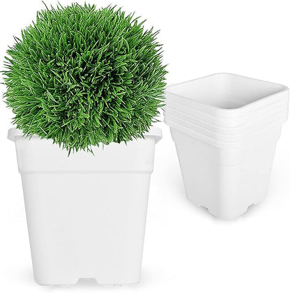 5-Pack 9.77 Gallon Square Planter Nursery Pots, Flower Plant Container Injection Molded Plastic Nursery Pot Gardening Pots for Indoor Outdoor Vegetables, Succulents, White