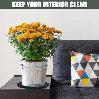 Plant Coaster Mat Reversible(Fabric/Leather),6Pcs Plant Coasters for House Plants Indoor & Outdoor,Household Products Absorbent/Waterproof(6inch)