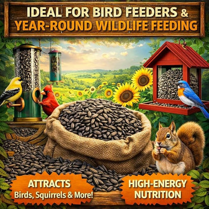 Premium Black Sunflower Seeds – | 2 LB Bulk Value Pack | Natural Wild Bird Seed for Backyard Feeders, High-Energy Food for Songbirds
