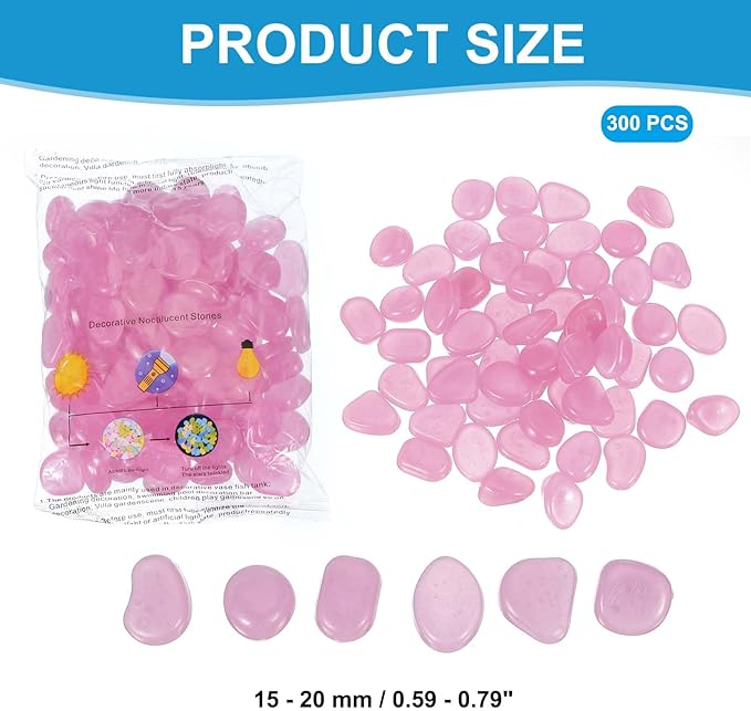 PATIKIL Glowing Stones, 300 Pcs Glow in The Dark Rocks for Indoor Outdoor Fish Tank Decorations Garden Yard Landscaping Gifts for Friends, Light Purple