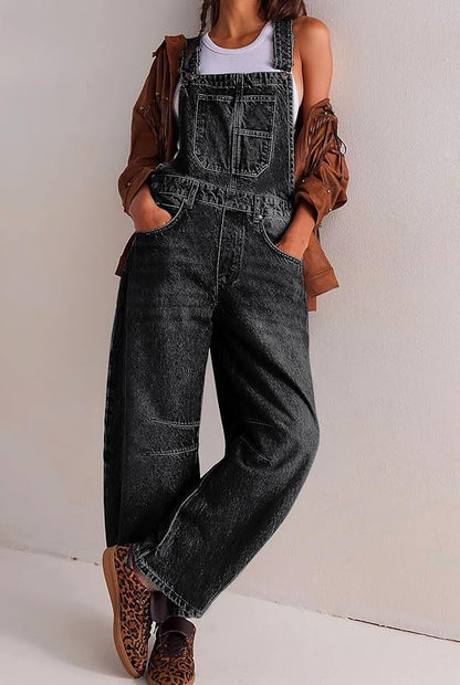 loveimgs Women Y2k Baggy Barrel Jeans Overalls Wide Leg Denim Pants Bib Overalls Jumpsuit Boyfriend Patchwork Jeans