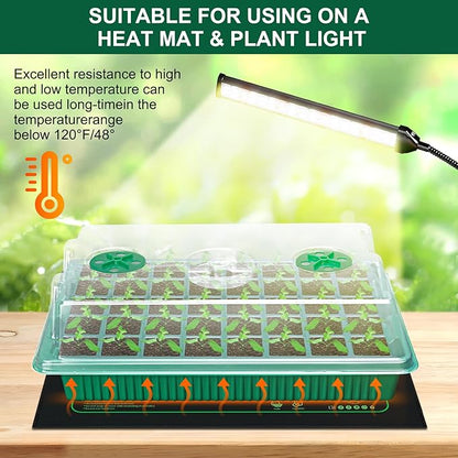 5 Pcks Seed Starter Tray 200 Cells Seed Starter Kit with Humidity Dome, Seed StartingTrays for Seed Seedling Planting Starter, Mini Greenhouse Plant Germination Trays（Green）