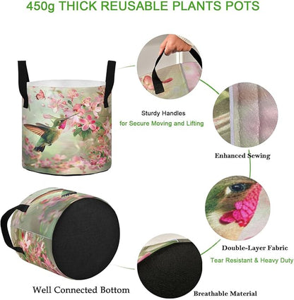 3 Gallon Hummingbird Foraging Flowers Butterfly Grow Bag Heavy Duty Thickened Plant Pot Containers with Handles for Potato Tomato Flowers Fruits Vegetables