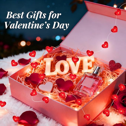 AIKEI 4 Pack Valentines LED Fairy Lights Battery Operated, Red Heart String Lights Waterproof 7 Feet 20 Led Firefly Starry Lighting for Wedding Party Bedroom Table Valentine's Day Decoration