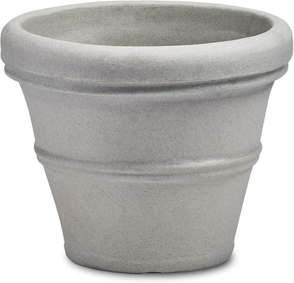 Crescent Garden Brunello Classic Rolled Rim Planter Pot, Indoor/Outdoor Weather-Safe Round Plant Pot, 20'' (Weathered Concrete)