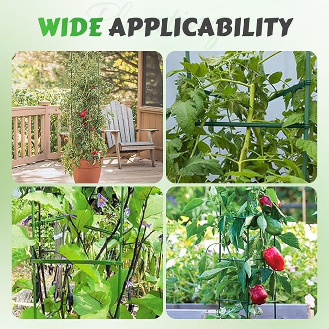 Adjustable Modular Plant Support Frame, 2026 New Garden Raised Bed Planter Heavy Duty Steel Tomato Trellis Kit, Upgrade Plant Support Tower Stakes Provides Support for Climbing Plants (3, Green)