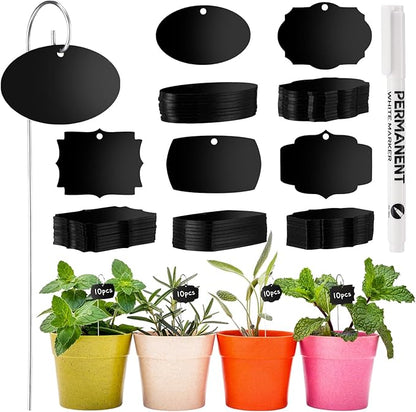 Youyole 50 Pack Acrylic Plant Labels Outdoor Black Garden Markers with Pen Weatherproof Plant Tags for Seedlings Herbs Flowers Vegetable Greenhouse Gifts