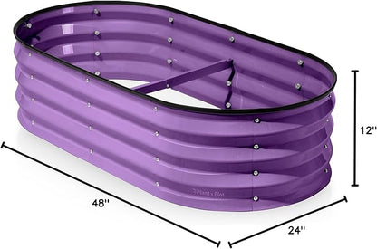 Plant & Plot Galvanized Raised Garden Beds Outdoor // 4×2×1 ft Planter Raised Beds for Gardening, Vegetables, Flowers (Purple) // Large Metal Garden Box