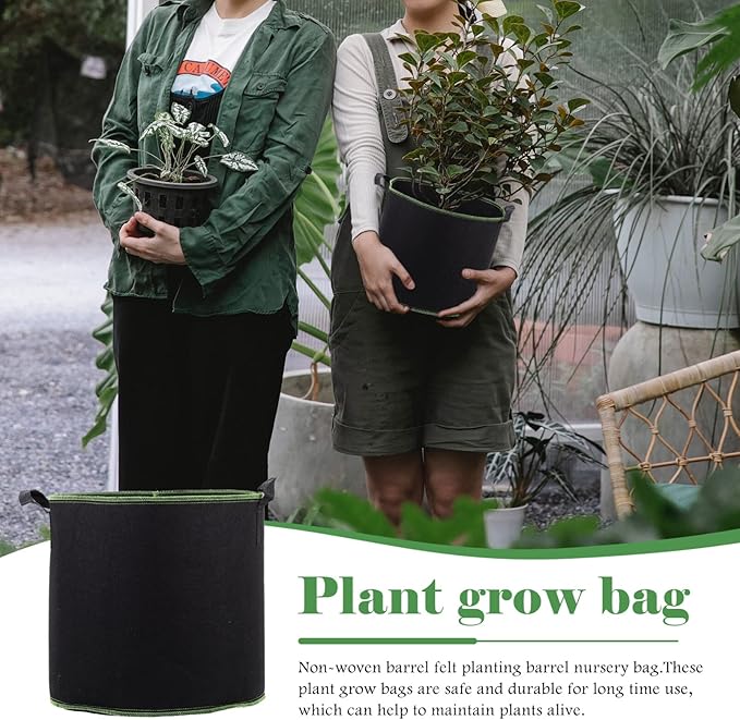 Tofficu 5 pcs Non Woven Breathable Plant Nursery Bags Ideal Vegetable Growing Plant Grow Bags Gardening