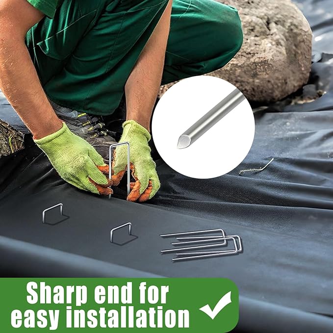 100 PCS Landscape Staples 6 Inch Galvanized Garden Stakes Garden Staples Pins Anti-Rust Ground Stakes for Weed Barrier, Irrigation Hose, Yard Lawn SOD, Landscape Fabric, Decor 6"L x1.2"W 100pcs