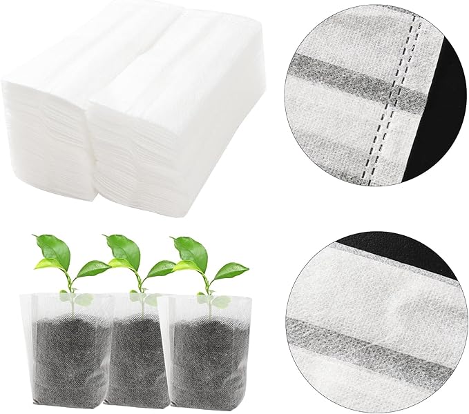 Sucrain 100Pcs 5.5*6 Inch Plant Nursery Bags, Non-woven Seedling Bag Degradable Fabric Nursery Planting Bag for Fruit Vegetable Sapling Garden Flower Seed Culturing&Transplant Supply (100, 5.5*6inch)