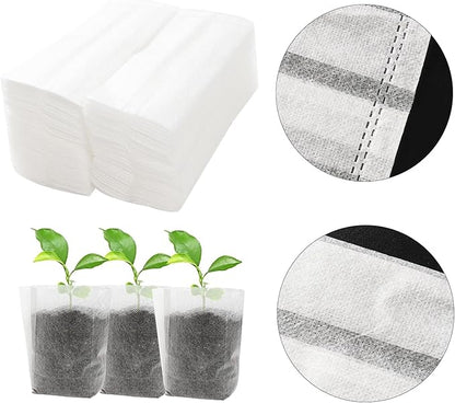 Sucrain 100Pcs 5.5*6 Inch Plant Nursery Bags, Non-woven Seedling Bag Degradable Fabric Nursery Planting Bag for Fruit Vegetable Sapling Garden Flower Seed Culturing&Transplant Supply (100, 5.5*6inch)
