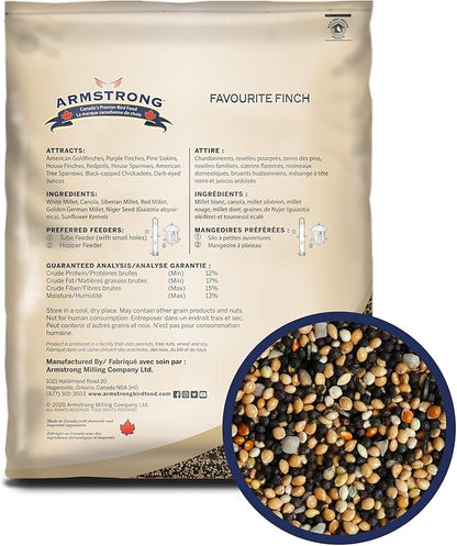 Armstrong Wild Bird Food Favourite Finch Bird Seed Blend, 15.4 Pounds (Pack of 2) - with White Millet, Canola, Nyjer and Sunflower Kernel Chips for American Goldfinches, House Finches & Songbirds