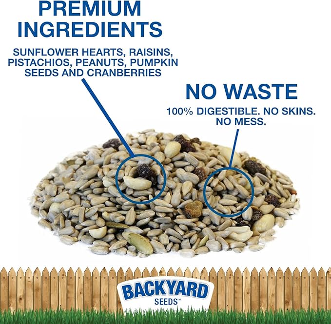 CountryMax Backyard Seeds Fruit Frenzy No-Waste Bird Seed Mix 5lbs - Premium Blend with Pumpkin Seeds, Cranberries & Pistachios, Small Bag of Wild Bird Food