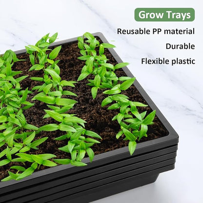 1020 Flat Seed Starter Trays 10 Pack, Plastic Nursery Pots Trays & Seeds Potting Plants Tray, Durable Carrying Seedling Starting Tray for Planting (Black)