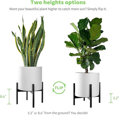 FaithLand Mid Century Plant Stand Indoor Outdoor(Plant Pot Not Included), Holds Planters with a Maximum Width of 14 Inch, Metal Planter Stand, Potted Plant Holder, Black - Width Not Adjustable