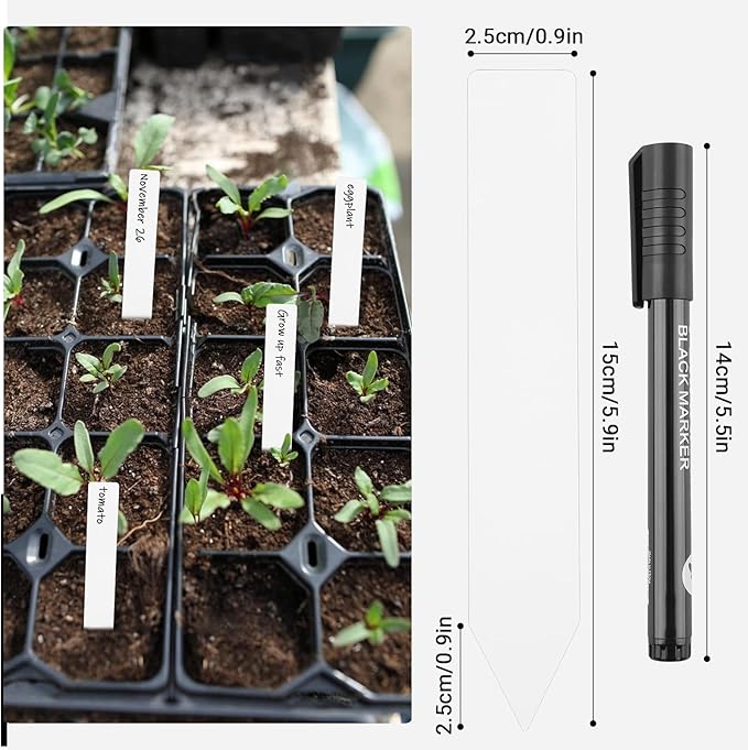 Greaner Plant Tags 50PCS, 6 Inch Plastic Garden Labels, Plant Markers for Plants Waterproof, Plant Name Tags for Indoor Outdoor Plants, Plant Name Stakes for Vegetable, Herb, Flower, Tree, Seedling