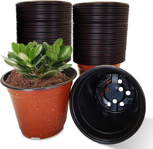 100 Packs 5.5" Plant Nursery Pots Plastic Seedling Starter pot Flower Planter Container Seed Grow Pot with Drainage Hole for Indoor Outdoor Garden Suitable for Succulent Seedling Cutting Transplanting