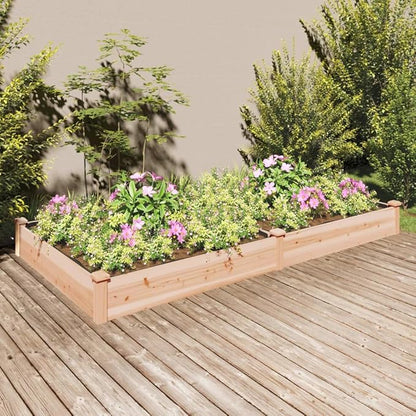 vidaXL Solid Wood Fir Garden Raised Bed with Liner 94.5"x47.2"x9.8" - Ample Space for Plants, Vegetables, Herbs - Ideal for Garden, Patio Decor