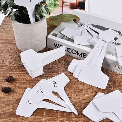 WSSROGY 120 Pcs T-Type Plastic Garden Plant Labels Tags Markers with Marker Pens for Outdoor Plants Name