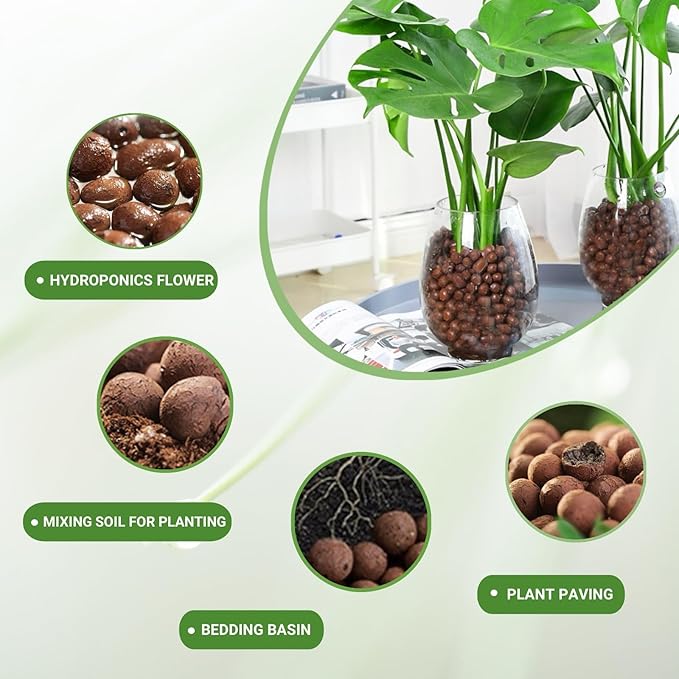 6LB Organic Expanded Clay Pebbles, Natural 4-16mm Clay Pebbles for Plants, for Potting Plants, Growing Bulbs Indoors,and Hydroponics,Light-Weight and Absorbent The Pebbles…