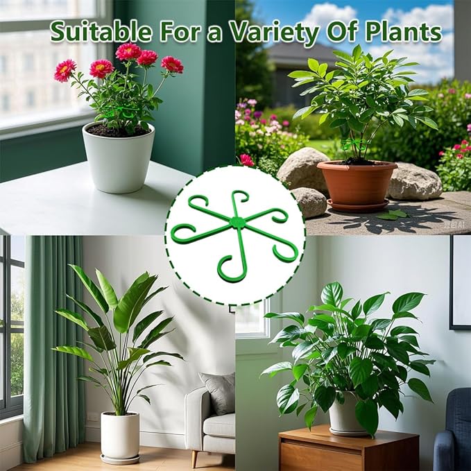 Plant Stem Holders 12 Pieces,4 Sizes Flower Stand Stem Hooks Plant Care Planting Accessories,Plastic Reusable Indoor Plant Stem Holders for Indoor and Outdoor Flowers and Plants