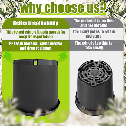 15 Gallon Nursery Pots Plastic Container Injection Molded Pot for Plants Flexible with Drainage Holes Suitable for Plants Soil Growers or Hydroponics Black 10 Pcs