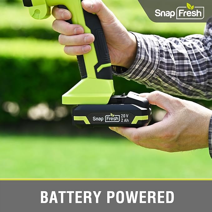 SnapFresh 20V Hedge Trimmer Cordless, 2 in 1 8.67" Electric Shrub Trimmer and 4.72” Grass Shears with 2.0Ah Battery and Charger, Handheld Grass Cutter/Bush Trimmer for Garden Yard
