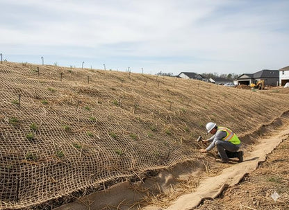 Jutemill, Jute Burlap Netting mesh 48 Inch X 15 Feet 60 sq ft Gardening Burlap Erosion Control Liners, Loose Weave Jute-Burlap for Raised Bed, Seed Cover, Slope Soil Saver and Garden Blanket, 48W X15L