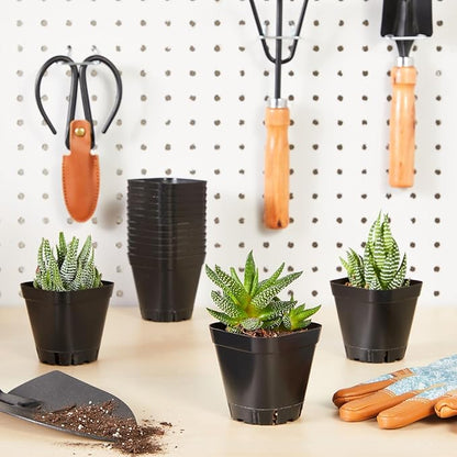 Juvale Square Nursery Pots - Seedling Planters with Drainage Holes - Versatile Pots for Plants & Succulents - Space-Saving Stackable Planters - 2.6 in, Pack of 300, Black