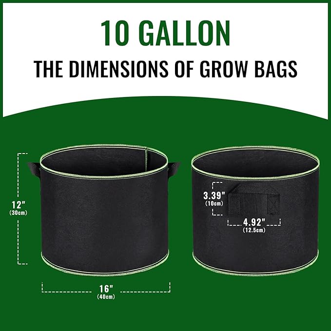 ACSTEP 20-Pack 10 Gallon Grow Bags Heavy Duty Aeration Fabric Pots Thickened Nonwoven Fabric Pots for Planting Outdoor Plants