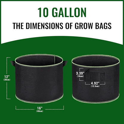 ACSTEP 20-Pack 10 Gallon Grow Bags Heavy Duty Aeration Fabric Pots Thickened Nonwoven Fabric Pots for Planting Outdoor Plants