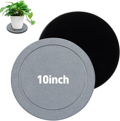 Azhou Diatomaceous Earth Plant Saucers 2-Pack with Velvet Bottom - 10 Inch Water Absorbing Heavy Duty Flower Pot Trays, Moisture Control Indoor Outdoor Catcher for Home, Office, Kitchen