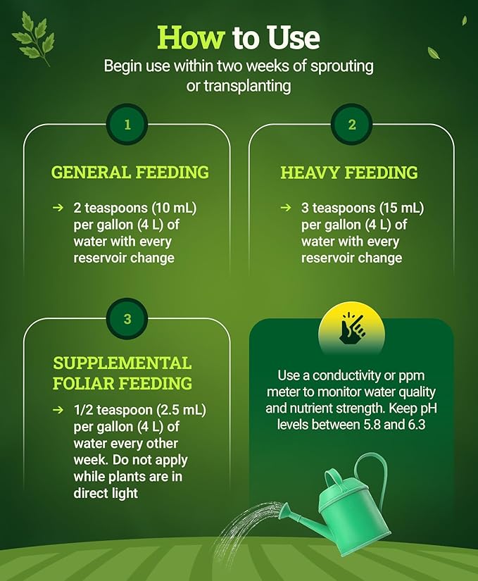 FoxFarm Grow Big Hydroponic Plant Food - 3-2-6 Liquid Plant Fertilizer for Lush Vegetative Growth in Hydroponic Systems - Liquid Concentrate with Earthworm Castings & Micronutrients - 1 Gallon
