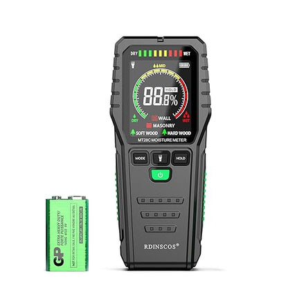 RDINSCOS Moisture Meter detects Moisture from leaks, Flooding, or high Humidity in basements, bathrooms, Kitchens and Drywall