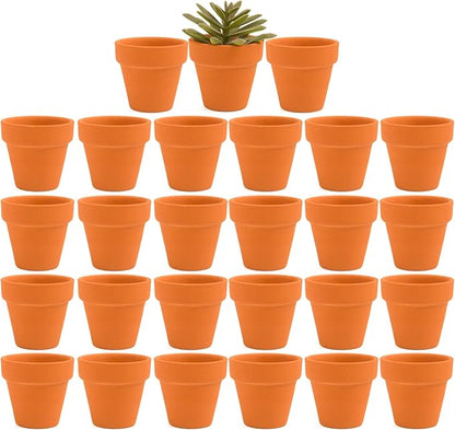 Fcacti 27 Pcs Small Mini Clay Pots 2.1'' Terracotta Pot Clay Ceramic Pottery Planter Cactus Flower Pots Succulent Nursery Pots- Great for Window Boxes, Cactus, Plants, Crafts, Wedding Favors