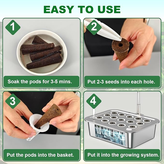 100 Pack Grow Sponges, Seed Starter Sponges Compatible with AeroGarden, Refill Seed Pods Replacements Root Growth Sponges for Indoor Hydroponic System, Brown, SP-100