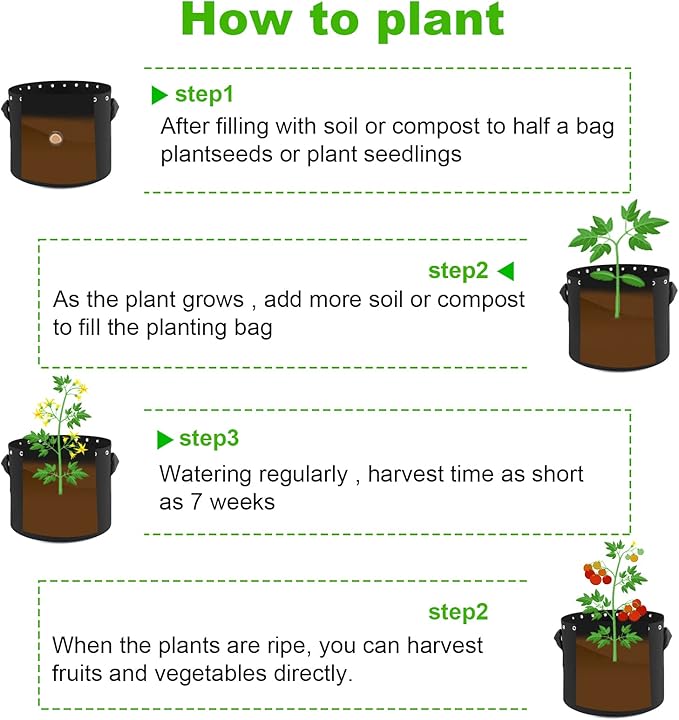 1 Gallon Fabric Pots with Holes,5-Pack,Heavy Duty Thickened Nonwoven Fabric Pots (1 Gallon)