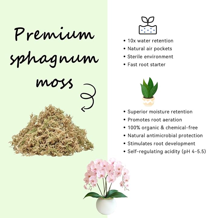 ZeeDix 6QT Natural Sphagnum Moss for Plants, Orchid Moss Potting Mix for Repotting, High Water Retention, Help with Maintain Humidity, Plant Moss for Gardening, Hanging Baskets, Reptile Bedding