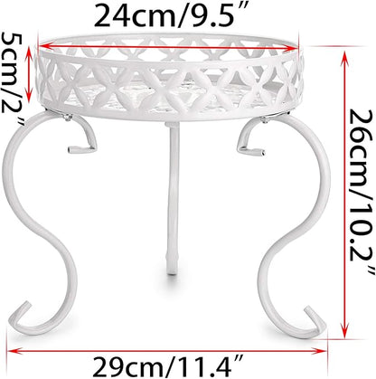 OwnMy Metal Round Plant Stand Rustproof Iron Flower Pot Holder, Indoor Outdoor Plant Stand Heavy Duty for Home, Garden, Patio, Modern Plant Stands Display Potted Rack (White)