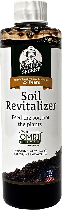 Farmer’s Secret Soil Revitalizer (8oz) - Organic (OMRI Listed) Beneficial Dirt Booster - Activated Humic Acid - Liquid Compost Soil Amendment