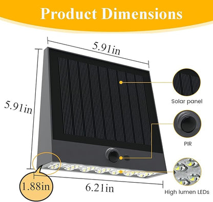 Solar Outdoor Lights, 1000LM IP65 Waterproof Solar Flood Lights with 4 Modes, 4000K Motion Sensor Solars Wall Light for House Number, Porch, Frontdoor, Backyard