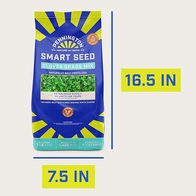 Pennington Smart Seed Clover and Grass Mix 7 lb,(Pack of 2)
