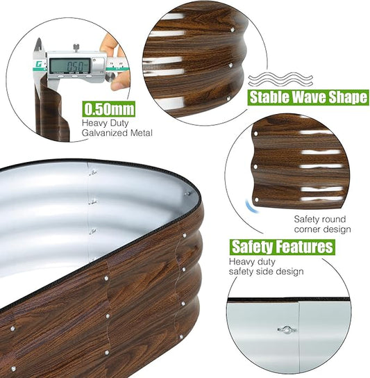 SnugNiture Galvanized Raised Garden Bed, 4x2x1ft Oval Metal Planter Box for Planting Outdoor Plants Vegetables