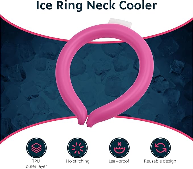 Magic Gel Neck Ring Coolers - Wearable Neck Cooling Ice Pack - Reusable Cool Body Cooler Tube - Cold Gel Wrap Ice Packs for Necks - Perfect for Athletes or Outdoor Workers - Pink
