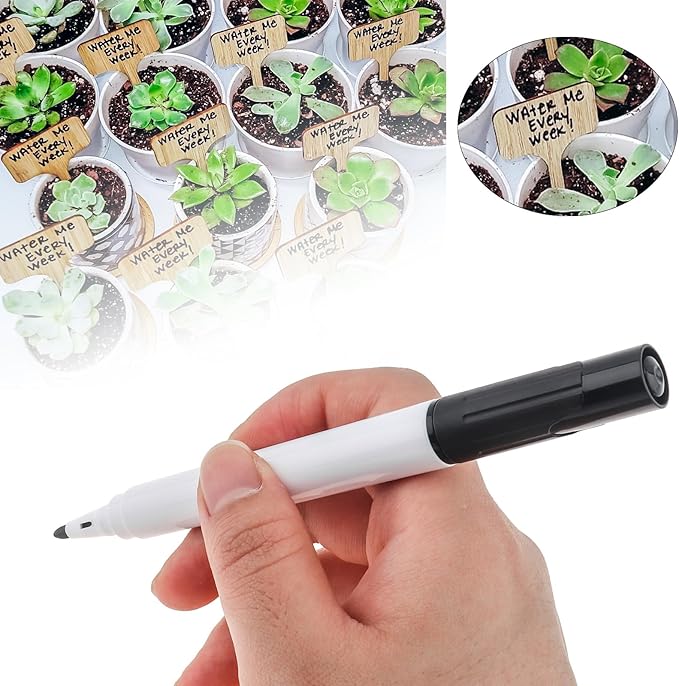 Plant Labels, 60 Pcs Plant Tags Garden Markers, Wooden T-Type Plant Name Stakes for Seed Potted Herbs Flowers Vegetables with Marker Pen, 4.1 x 2.5 inch