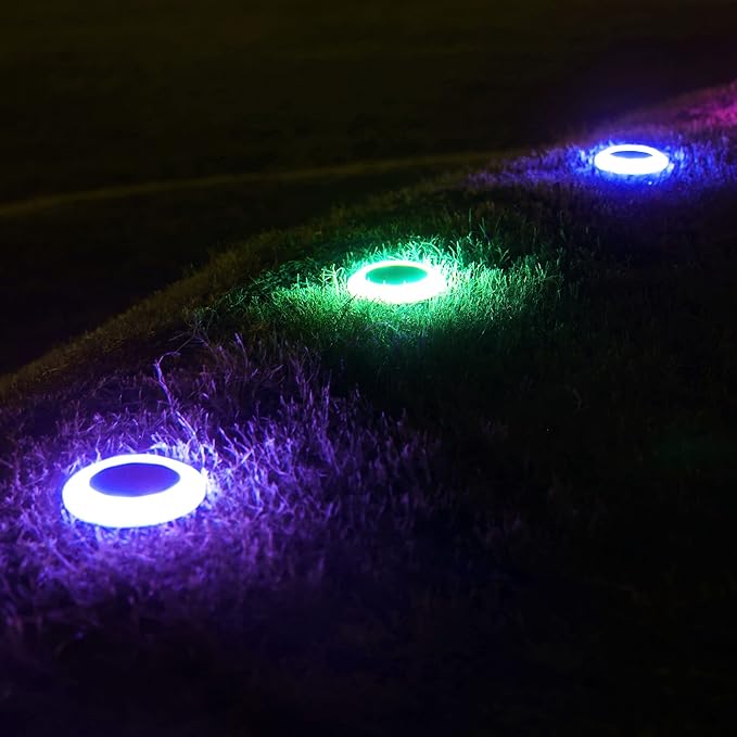 20 Lumens Colorized Solar Ground Lights,Solar Pool Lights with Mutiple Color Functions for Pool Area, Pathway, Patio, Yard, Path, Lawn and Garden