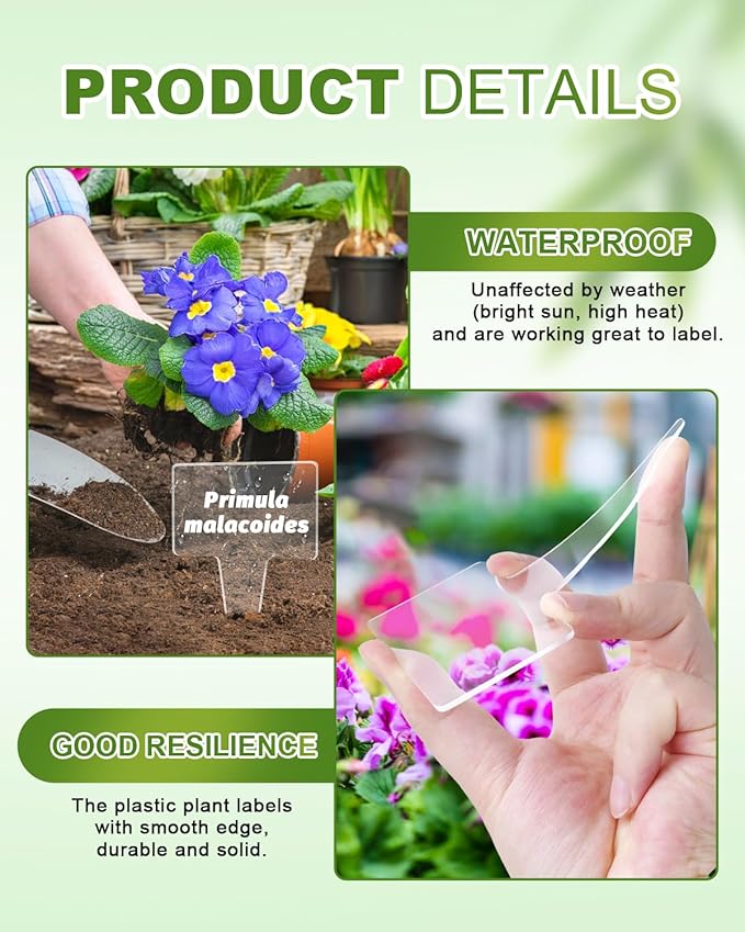 eZAKKA Acrylic Plant Labels, 12pcs Plant Tags Markers Around Hanging Garden Markers Labels Tree Tags Sticks for Seedlings Outdoor Garden Waterproof