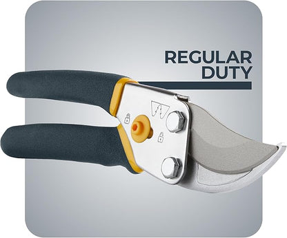 Woodland Tools Co. Bypass Pruning Shears for Gardening – 5/8" Cut Capacity, High Carbon Steel Blade with Non-Stick Coating, Soft Grip, Steel Handle, Hand Pruner for Plants, Flowers, and Shrubs